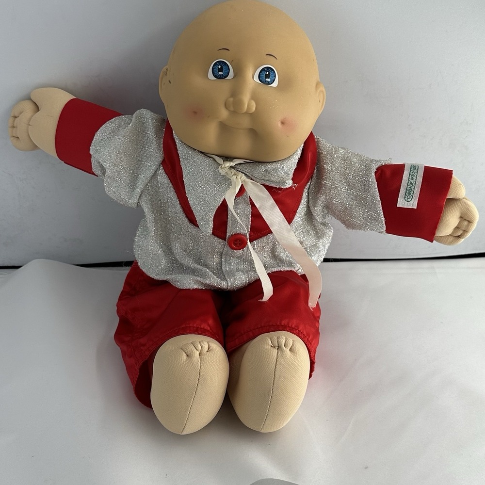 Vtg 1982 Cabbage Patch Bald Boy Doll Blue Eye Bean Butt Coleco